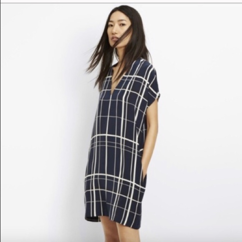 Vince Medium Windowpane dress navy